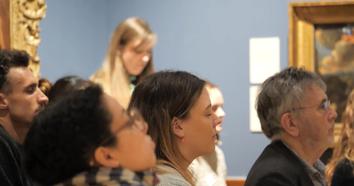 Participants taking part in a mindfulness exercise