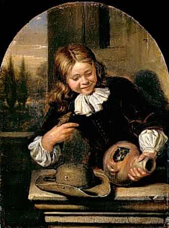 Boy with a Goldfinch and its Nest in a Bird-Pot
