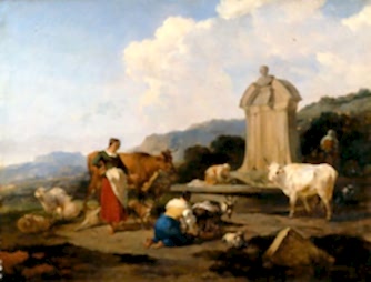 Roman Fountain with Cattle and Figures