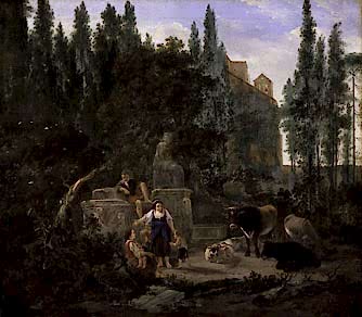 An Italian Landscape with Figures and Cattle