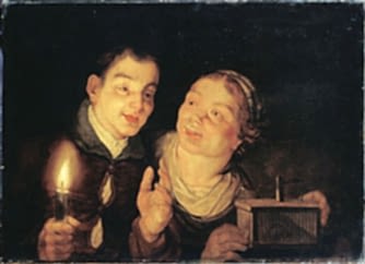 Boy with a Candle and Girl with a Mousetrap
