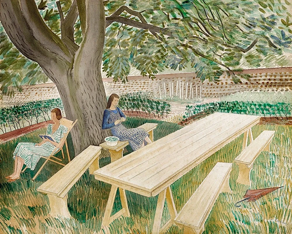 ERIC RAVILIOUS- TWO WOMEN IN A GARDEN PRINT